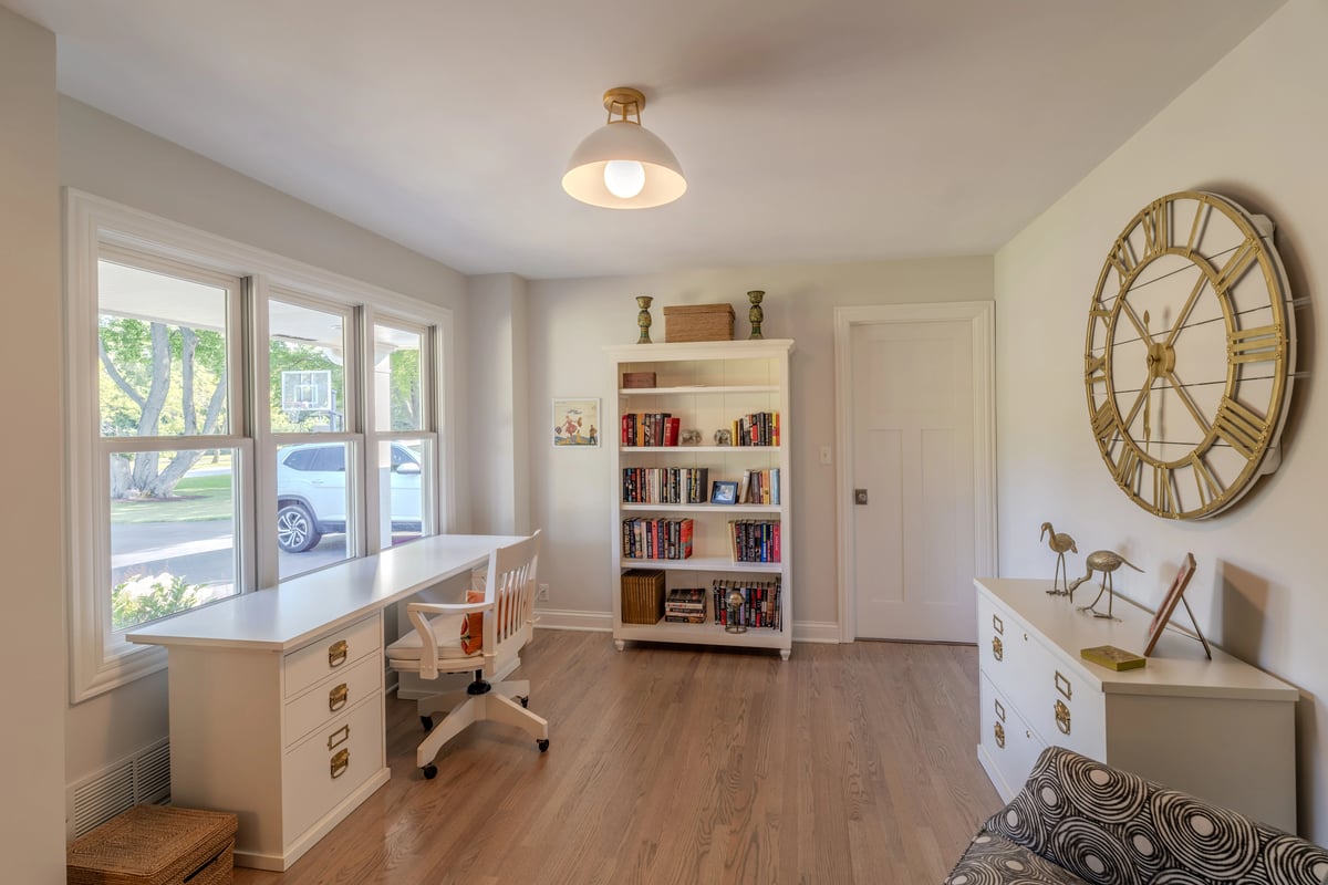 A home office in a home remodeled by Hogan Design and Construction