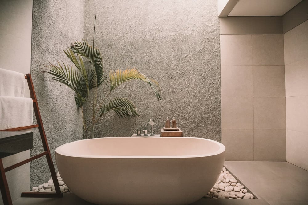 Spa-like bathroom in a basement