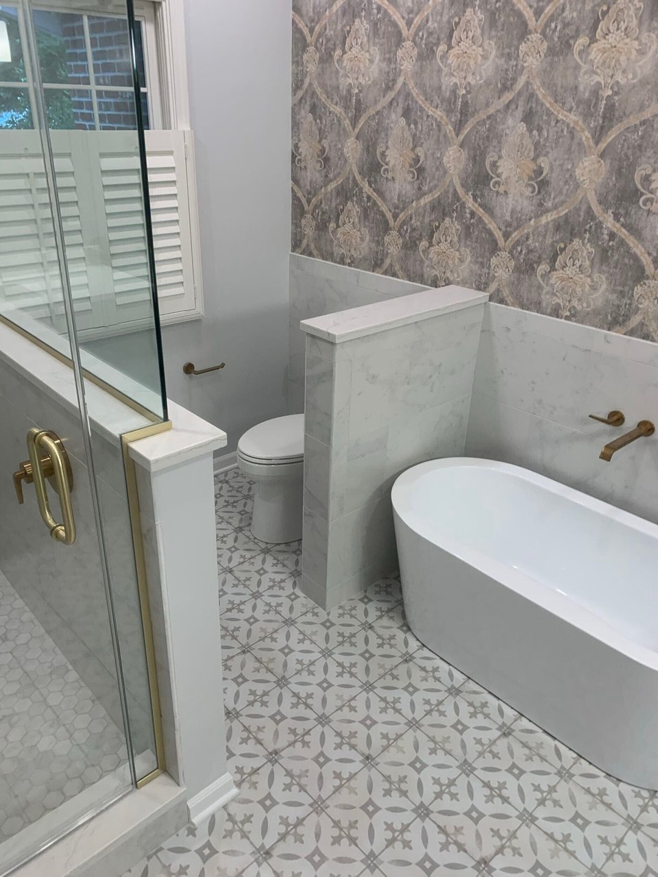 Pony Wall Divider In A Bathroom