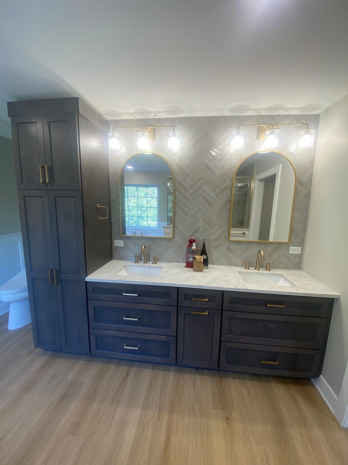 Tall Linen Cabinet in a Bathroom